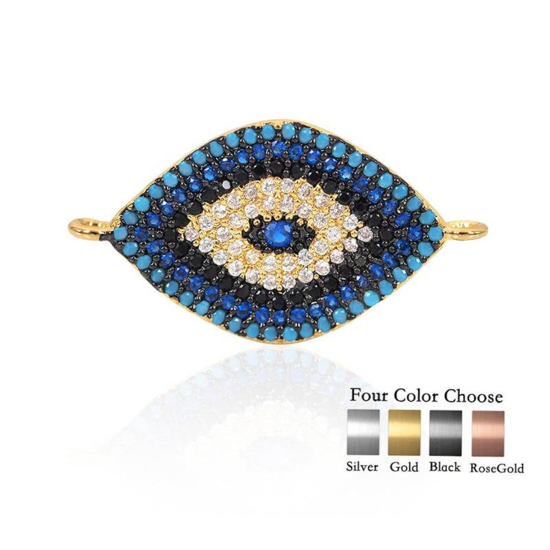 Evil Eye Connector Metall Pave Türkis Cz Perle Für Schmuck Charms Spacer Perlen 26 X 14 Mm 1 Pcs von BestBeaded