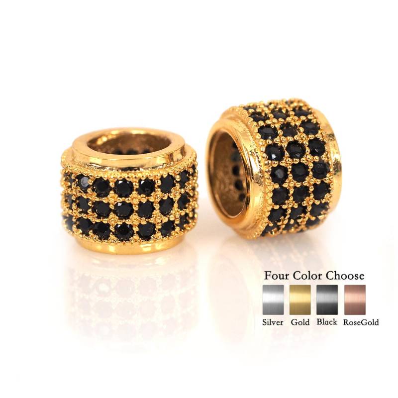 Große Loch Spacer Perle Micro Pave Schwarz Cz Für Herren Armband Leder Armreif Schmuck Machen 8x6mm 1Pcs von BestBeaded