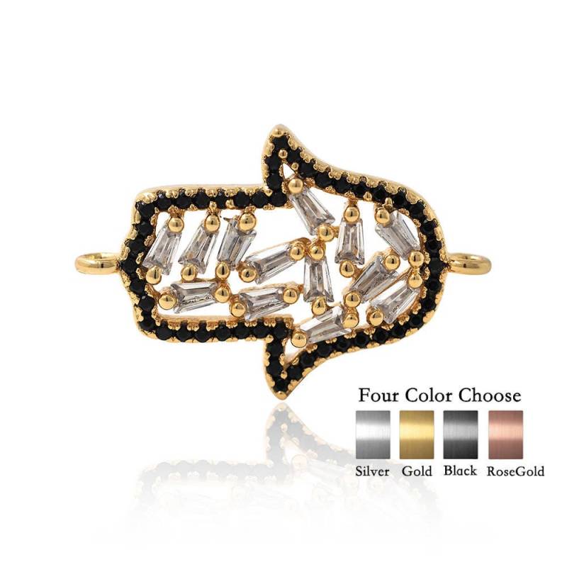 Hamsa Hand Armband Verbinder Hohle Perlen Micro Pave Zirkonia Für Schmuck Handgefertigt 24 X 16 Mm 1 Pcs von BestBeaded