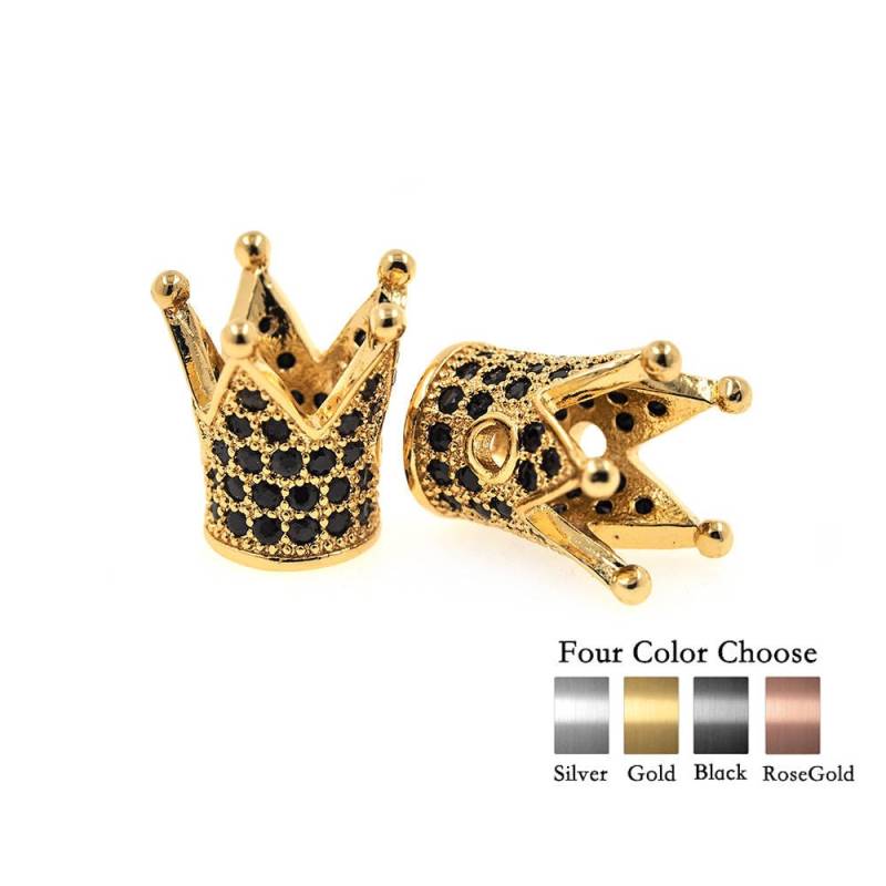 King Crown Bead Pave Schwarz Cz Für Herren Armband Charms Spacer Perlen Schmuckherstellung 12x13mm 1stk von BestBeaded