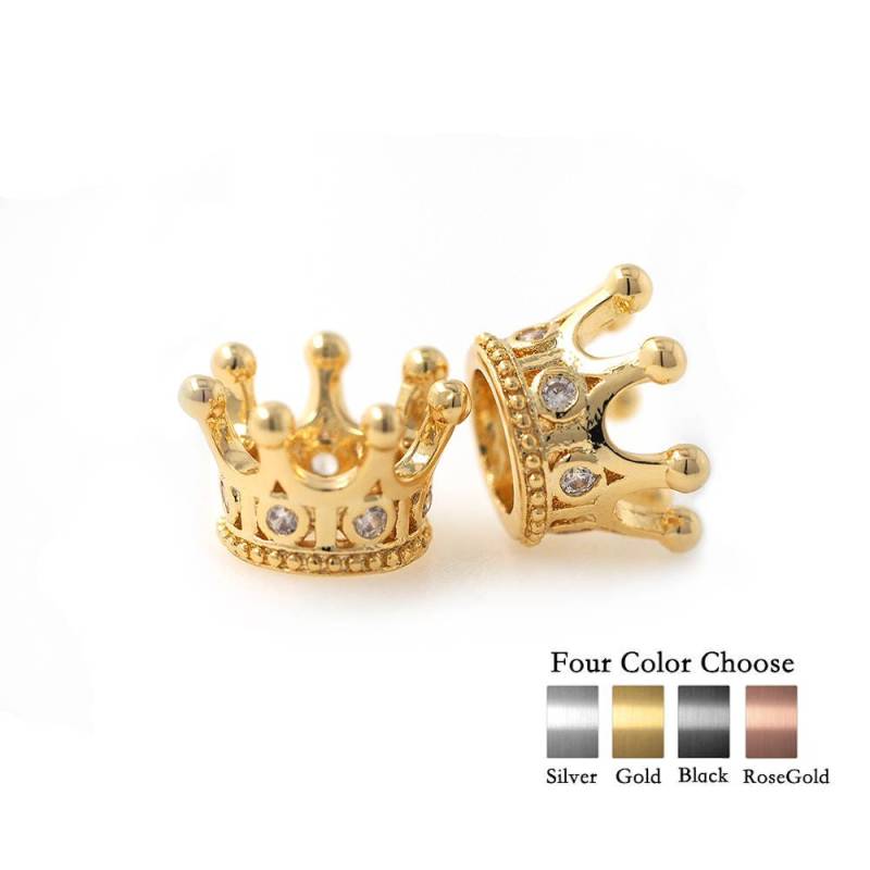 Krone Charm Perlen Messing Metall Pave Cz Passen 8mm Armband Spacer Perle Original Schmuckherstellung von BestBeaded