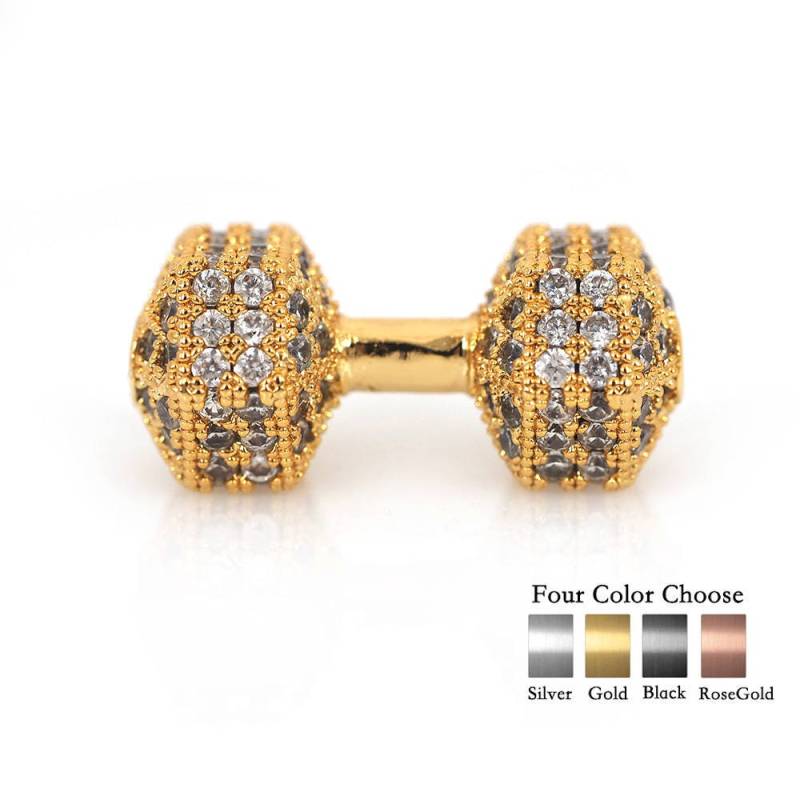 Mikro Pflastern Cz Kristallperlen Fitness Hantel Für Herren Energie Langhantel Armband Collier Versilbert Perlen 1Pcs Charme von BestBeaded