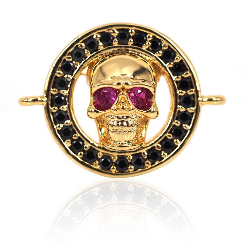 Schwarz Cz Zirkonia Schädel Kopf Armband Verbinder Perlen, Micro Pave Männer Charms Perlen 25x20mm von BestBeaded