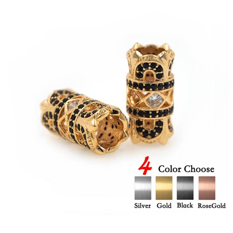 Tube Spacer Charms Beads Pave Schwarz Cz Rundrohr Verbinder Für Männer Original Armband Herstellung 15x8mm 1stk von BestBeaded