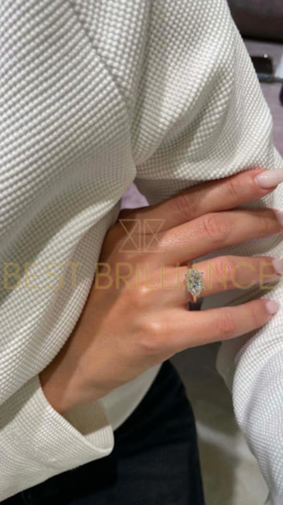 3 Karat Diamant Ring, F Vs1 Kissen Diamant, 14K Gelbgold, Form, Zertifizierter Verlobungsring von BestBrilliance