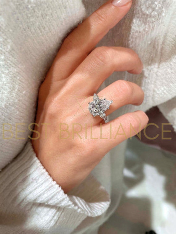 5.5 Karat Diamantring, F Vs2 Birnendiamant, 14K Weißgold, Birnenförmig, Natürlicher Diamant, Zertifizierter Birnendiamant-Verlobungsring von BestBrilliance