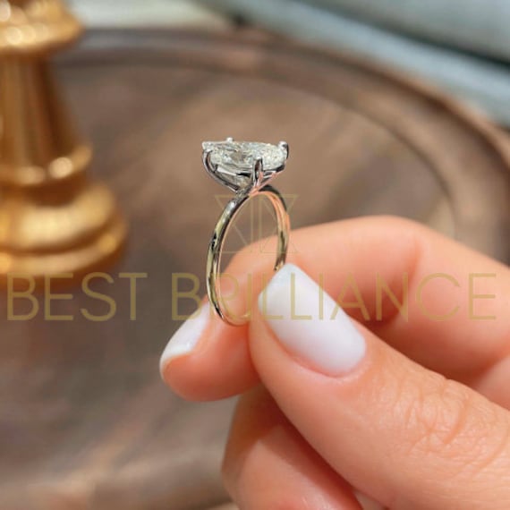 Diamant Ring, 14K Weißgold, Massiver Naturdiamant in Krappenfassungen, Handgefertigter Schmuck, 2 Carat E/Vs2 von BestBrilliance