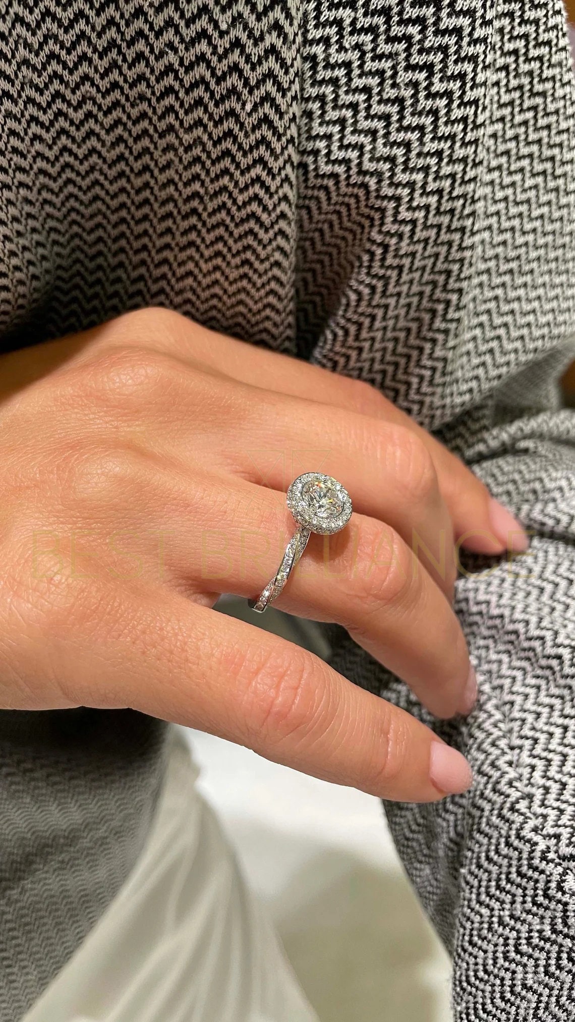 Lab-Grown Diamant Braut Ring 1, 7 Karat Rund Halo Stil 14K Weißgold Verlobungsring - Sarina Modus von BestBrilliance