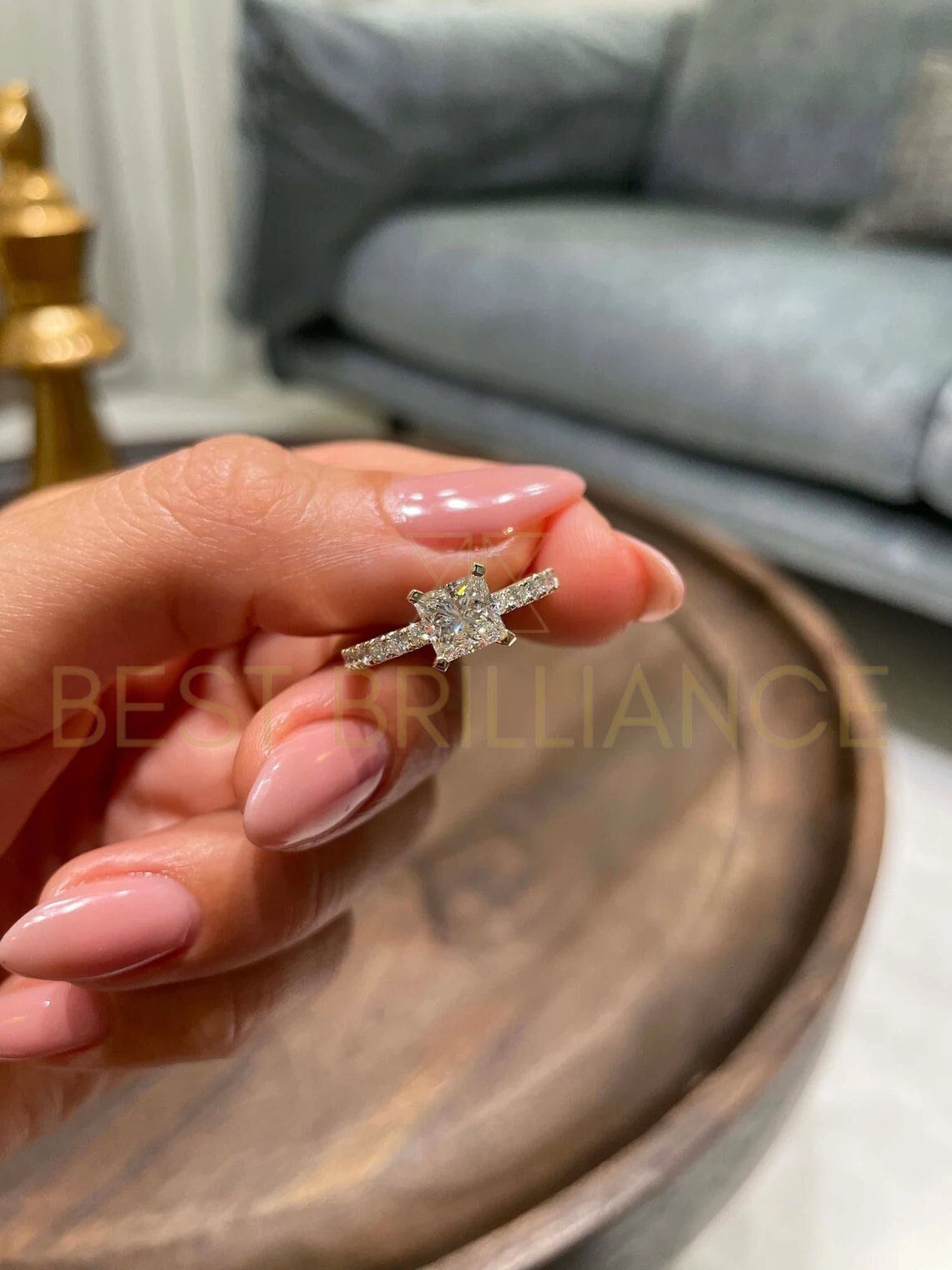 Perfekter 1, 5 Karat Farbloser Diamant Versprechen Ring Perfekter 1, 5 Karat Farbloser Diamant Versprechen Ring von BestBrilliance