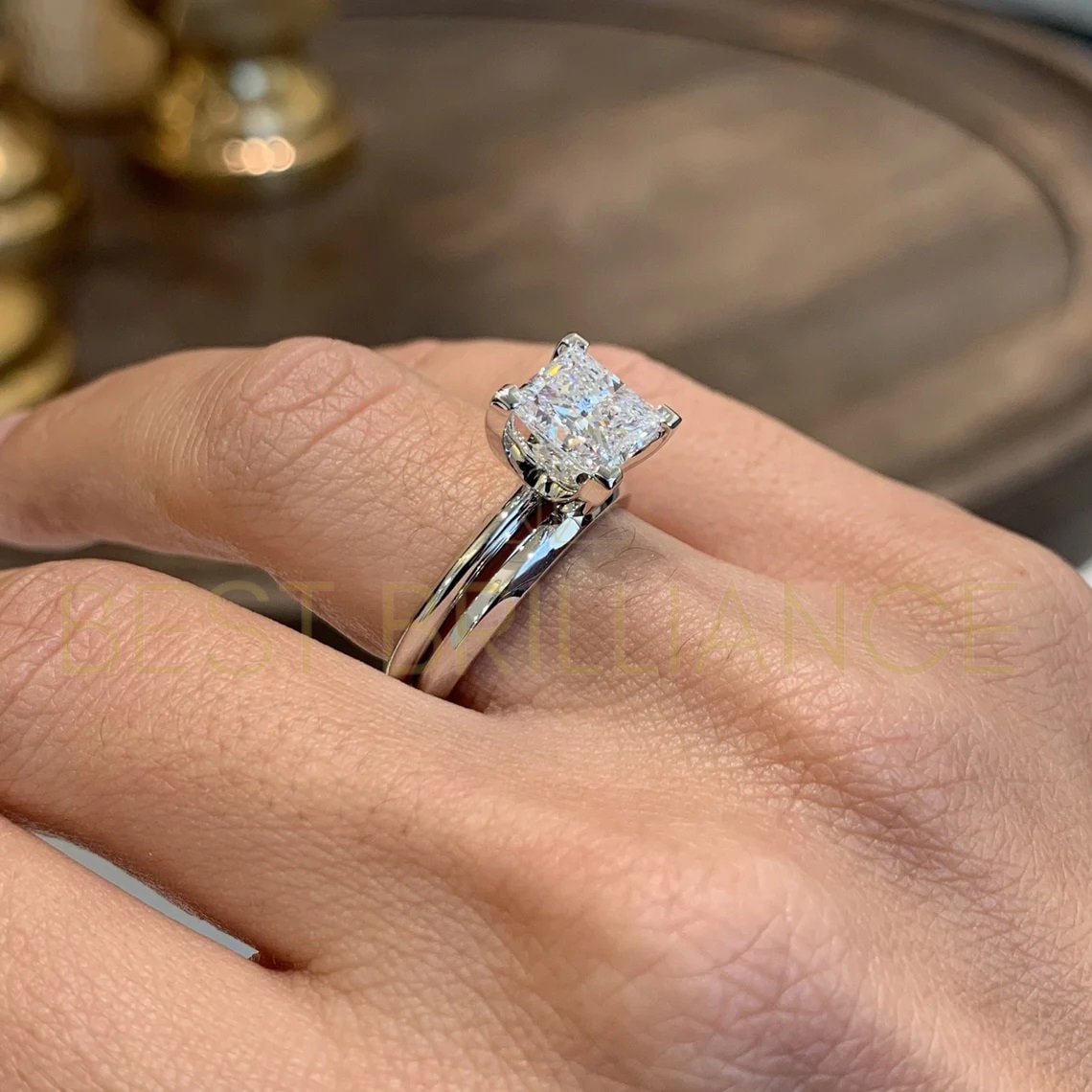 Schönheit Prinzessin Form Diamant Zwei Engagement & Hochzeit Braut Ringe Set von BestBrilliance
