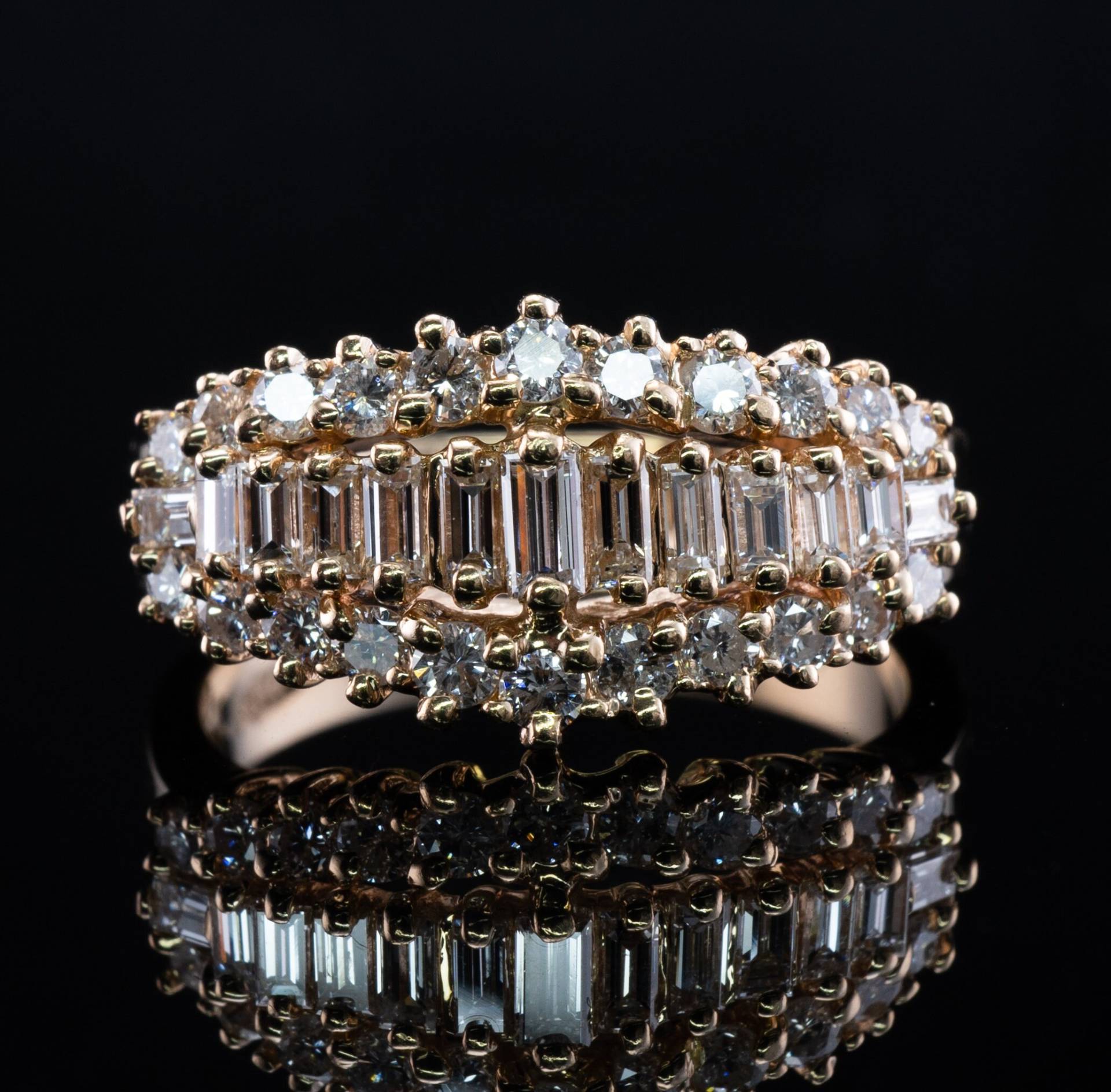 Diamant Ring , 14K Gold Band Cluster 1.01 Tdw von BestEstateJewelry