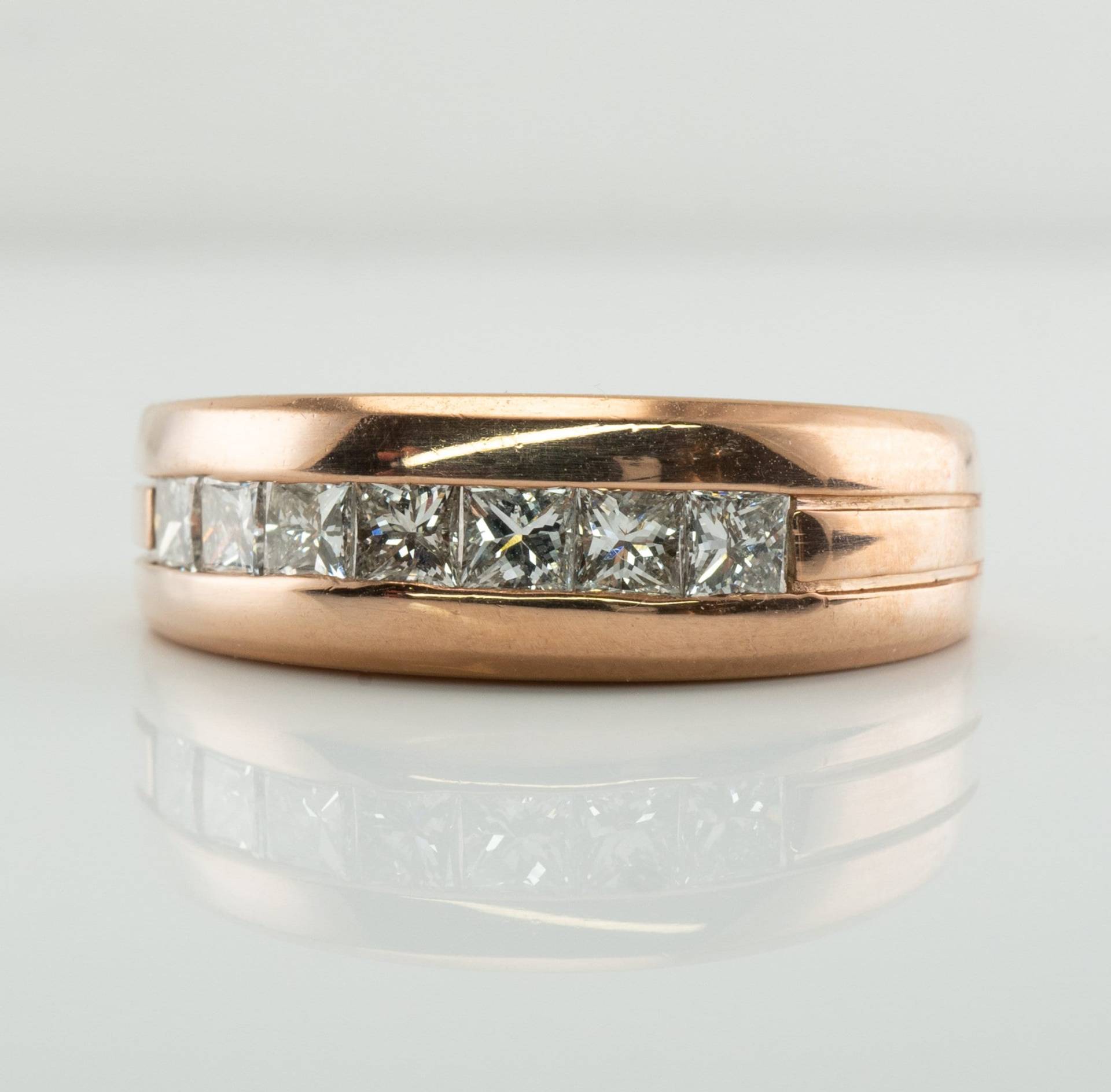 Herrenring Mit Diamant, Vintage 18K Rosegold Band von BestEstateJewelry