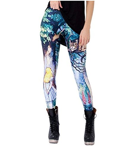 Bestland Damen Legging Tattoo Leggins Sterne Print Style Comic Elastische Stretch Strumpfhose Hüfthose Skinny Hose Enge (#12) von BestLand