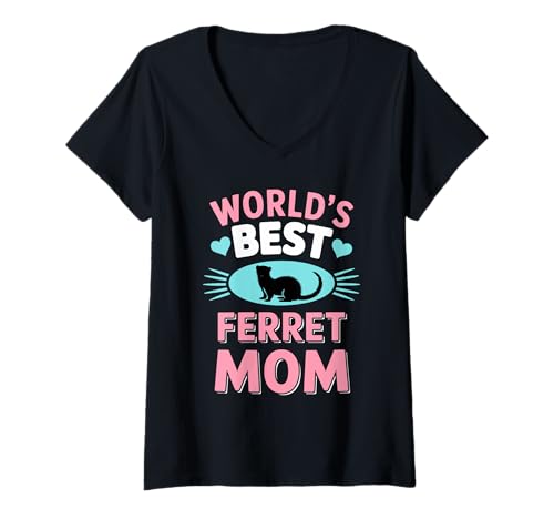 Damen World's Best Frettchen Mom Cute Pet Animal Lover T-Shirt mit V-Ausschnitt Damen World's Best Frettchen Mom Cute Pet Animal Lover T-Shirt mit V-Ausschnitt von BestMomGear