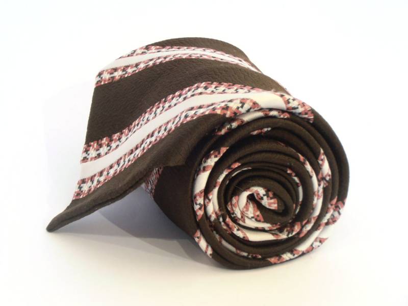 Vintage 80Er Jahre Polyester Krawatte Braun Gestreifte Herrenkrawatte von BestOffersBoutique