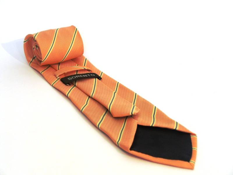 Vintage Orange Gestreifte Krawatte 1980Er Jahre Sorrento Polyester Krawatte von BestOffersBoutique