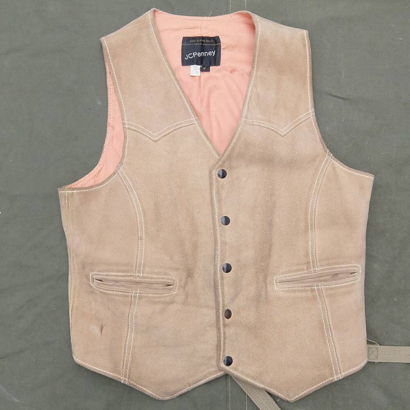 60Er/70Er Jahre Vintage Leder Biker Weste Größe M Jc Penney von BestOnlyVintage