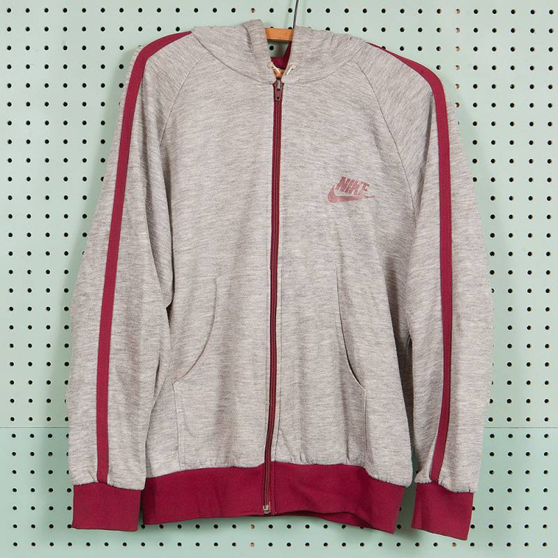 70Er Jahre Vintage Orange Nike Swoosh Tag Reißverschluss Sweatshirt Mit Kapuze Größe L Heather Gray von BestOnlyVintage