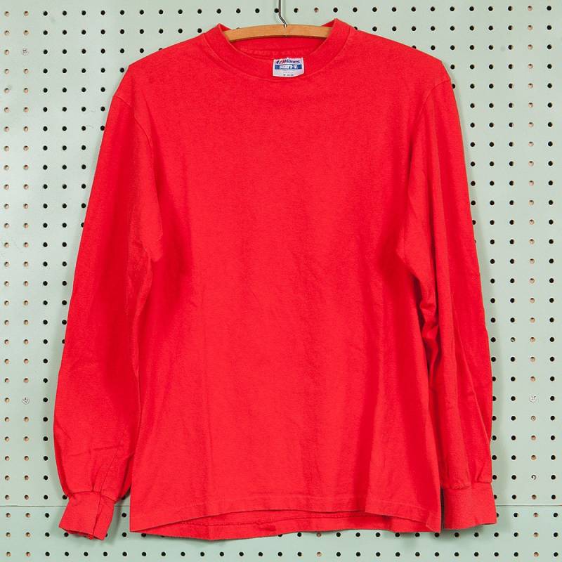 80Er/90Er Jahre Deadstock Vintage Langarm T Shirt Hanes Beefy-T Rot von BestOnlyVintage