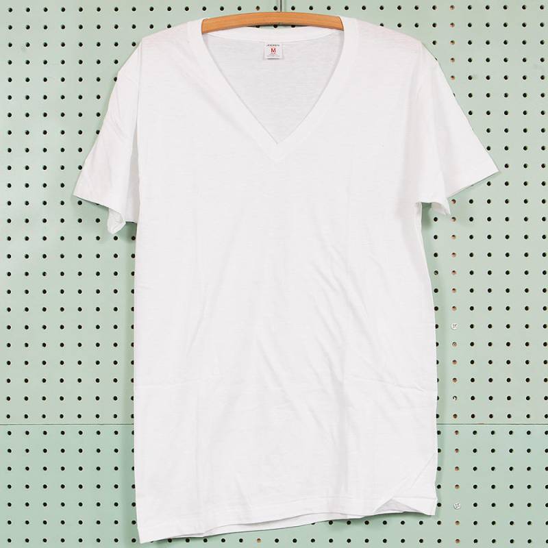 80S/90S Vintage Jockey Classic V-Neck Blank Weiß T-Shirt Größe M 100% Baumwolle Made in Usa von BestOnlyVintage