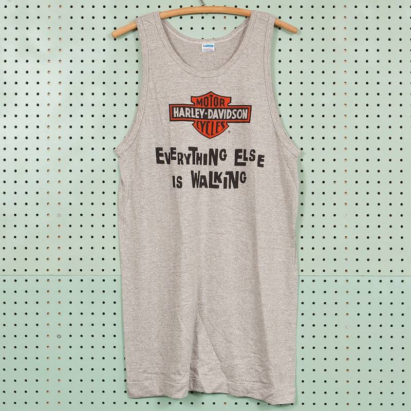 Deadstock 70Er Jahre Vintage Harley Davidson Champion Blau Bar Tank Top T Shirt Größe Xl Biker Meliert Grau von BestOnlyVintage