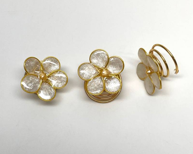 Handgefertigte Perlen Vergissmeinnicht Haar Swirls Gold Akzent Haarnadeln | 3Er Set von BestPeopleCa