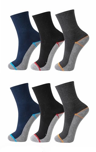 BestSale247 6 oder 12 Paar Herren Thermosocken Baumwolle Warme Dicke Winter Sport Ski Arbeitssocken Schwarz Vollfrottee Gr. 39-42 ; 43-46, 12 Paar | Farbmix, 39-42 von BestSale247