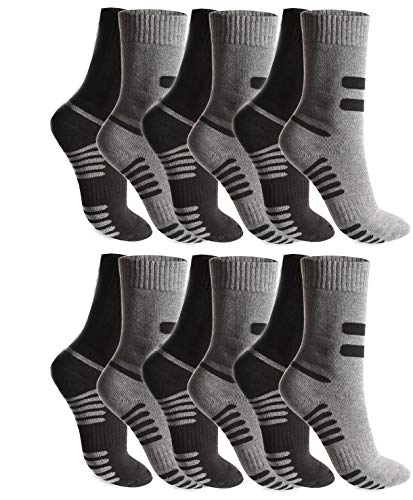 BestSale247 6 oder 12 Paar Herren Socken Baumwolle Thermosocken Warme Dicke Winter Sport Ski Arbeitssocken Schwarz Vollfrottee Gr. 39-42/40-44 ; 43-46, 39-42, Mehrfarbig / 12 Paar von BestSale247