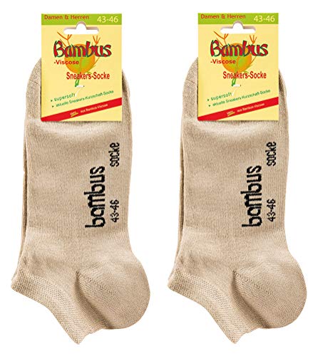 12 Paar Unisex BAMBUS Sneaker Socken kein Naht mit verstärkte Spitze und Ferse - Wellness Strumpfe - Antibakteriell (12 Paar/Beige, 43-46) von BestSale247
