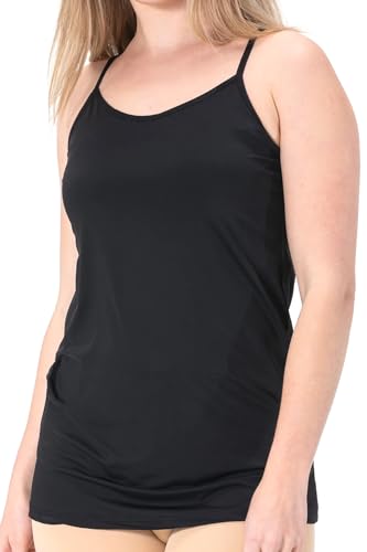 2er Pack Damen Unterhemd Spaghetti Top mit verstellbaren Spaghetti-Trägern, aus weichem Microfaser Stoff (2er Pack/Schwarz, S-M) von BestSale247