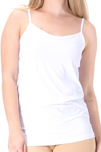 2er Pack Damen Unterhemd Spaghetti Top mit verstellbaren Spaghetti-Trägern, aus weichem Microfaser Stoff (2er Pack/Weiß, XXL-3XL) von BestSale247