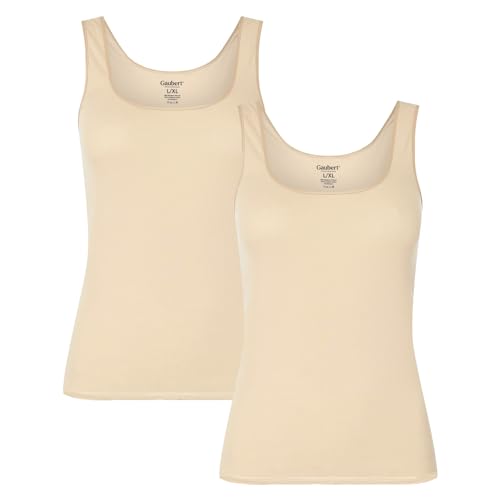 2er Pack Damen Unterhemd aus weichem Bambusstoff (2er Pack/Beige, L-XL) von BestSale247