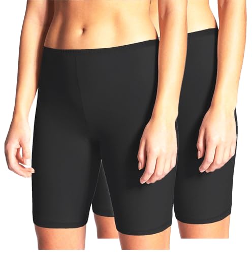 2er Pack Damen Unterrock Kurze Unterhose Unterkleid Radlerhose Underskirt Boxershorts Baumwolle (2er Pack/Schwarz, XL) von BestSale247