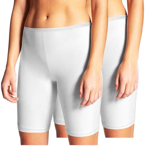 2er Pack Damen Unterrock Kurze Unterhose Unterkleid Radlerhose Underskirt Boxershorts Baumwolle (2er Pack/Weiß, XL) von BestSale247