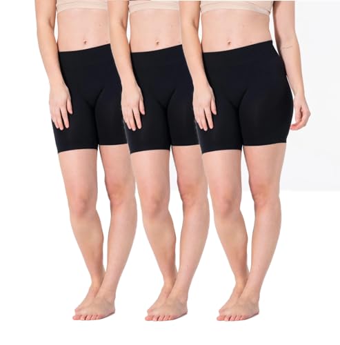 3er Pack Radlerhose Damen Nahtlos Anti Scheuern Unterhose (3X Schwarz Kurz, L-XL) von BestSale247