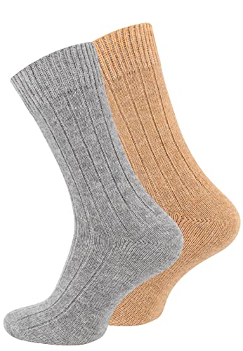 Alpaka Socken, Wollsocken für Damen und Herren (2 Paar) Unisex Feinstrick-Wintersocken (2 Paar/Grau Beige, 39-42) von BestSale247