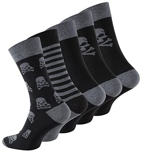 BestSale247 10 Paar Herren Business Socken Komfortbund (weicher Gummibund) Venenfreundlich, flache und weiche Zehennaht (10 Paar/SKULL, 43-46) von BestSale247