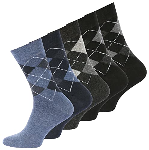 BestSale247 10 Paar Herren Business Socken Komfortbund ohne Gummibund Venenfreundlich(10 Paar/Karo Classics, 43-46) von BestSale247