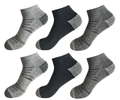 BestSale247 12 Paar Damen Herren Sport Thermo Sneaker Socken Kurzsocken Sportsocken (Schwarz/Grau, 43-46) von BestSale247