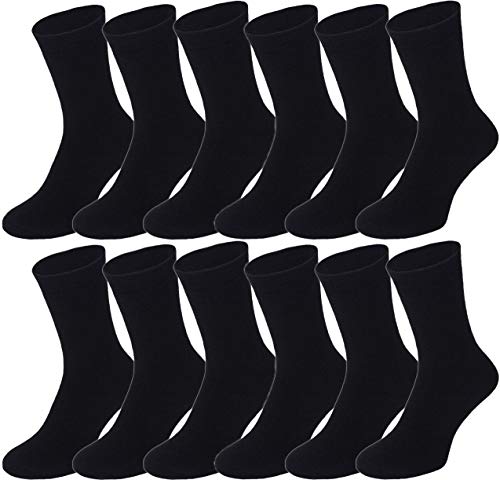 BestSale247 12 Paar Damen & Herren Thermo Socken Baumwolle Vollfrottee Wintersocken in Schwarz (39-42) von BestSale247