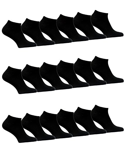 BestSale247 12 Paar Herren Sneaker Socken Füßlinge Baumwolle Schwarz, 43-46 von BestSale247