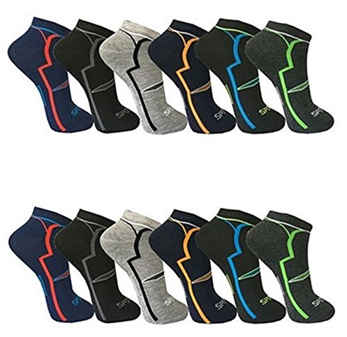 BestSale247 12 Paar Herren Sport Freizeit Sneaker Socken Füßlinge Baumwolle (Muster 1, 39-42) von BestSale247