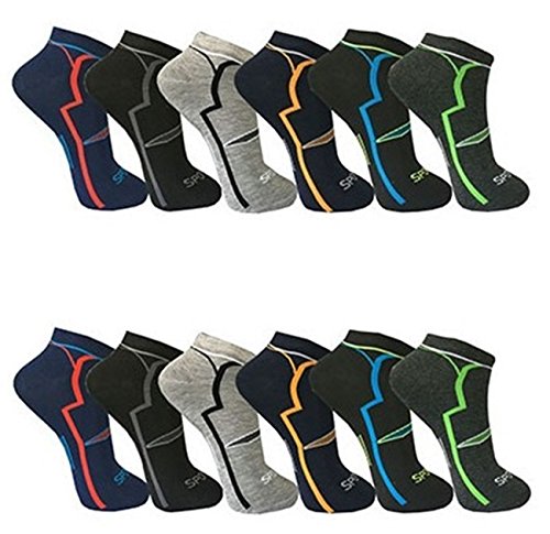 BestSale247 12 Paar Herren Sneaker Socken Füßlinge Sport Freizeit Baumwolle (Muster 1, 39-42) von BestSale247