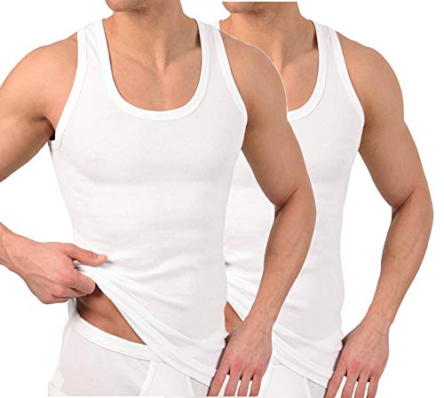 BestSale247 2er Pack Herren Classic Unterhemd -Tank Top - Supergekämmte 100% Baumwolle (Weiß, 7 | XL) von BestSale247