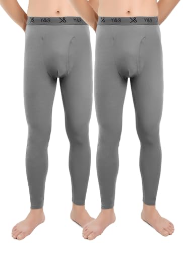 BestSale247 2er Pack Herren Thermo Unterhose Lang Skiunterwäsche Männer Long Johns Winter Leggings mit Eingriff (Grau, L) von BestSale247