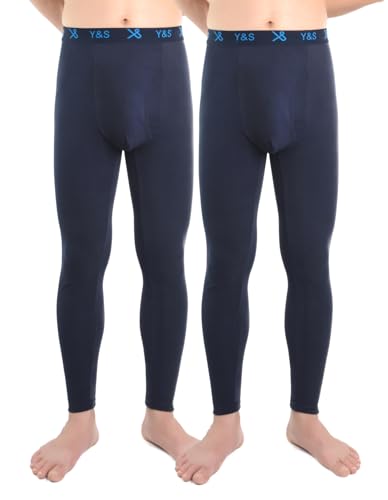 BestSale247 2er Pack Herren Thermo Unterhose Lang Skiunterwäsche Männer Long Johns Winter Leggings mit Eingriff (Marine, XXL) von BestSale247