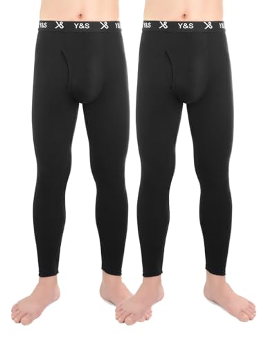 BestSale247 2er Pack Herren Thermo Unterhose Lang Skiunterwäsche Männer Long Johns Winter Leggings mit Eingriff (Schwarz, S) von BestSale247
