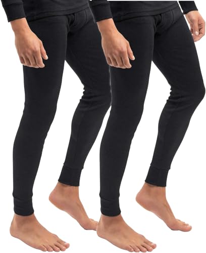 BestSale247 2er Pack Herren Thermo Unterhose Lang Skiunterwäsche Thermounterwäsche Baumwolle (Schwarz / 2 Stück, L) von BestSale247