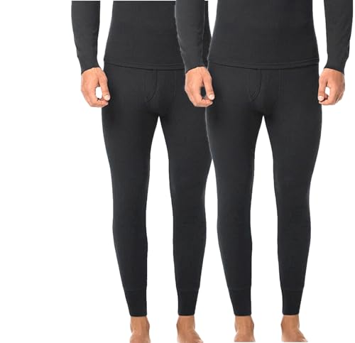 BestSale247 2er Pack Herren Thermo Unterhose Lang Skiunterwäsche Thermounterwäsche Baumwolle (Schwarz / 2 Stück, XXL) von BestSale247