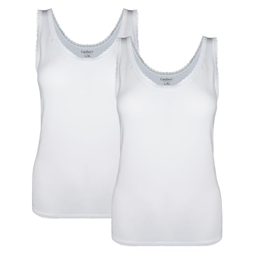 BestSale247 2er Pack Unterhemd für Damen mit Spitze aus weichem Bambusstoff (2 Stück/Weiß, XXL-3XL) von BestSale247